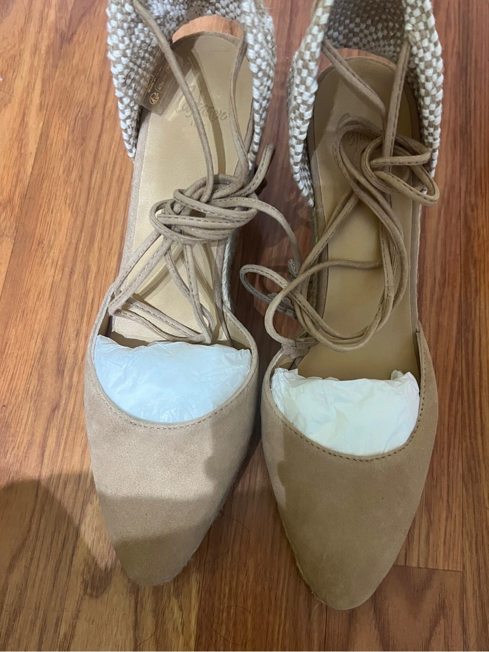 Castaner Tan Espadrille Wedge Lace-Up Sandals - Picture 2 of 6